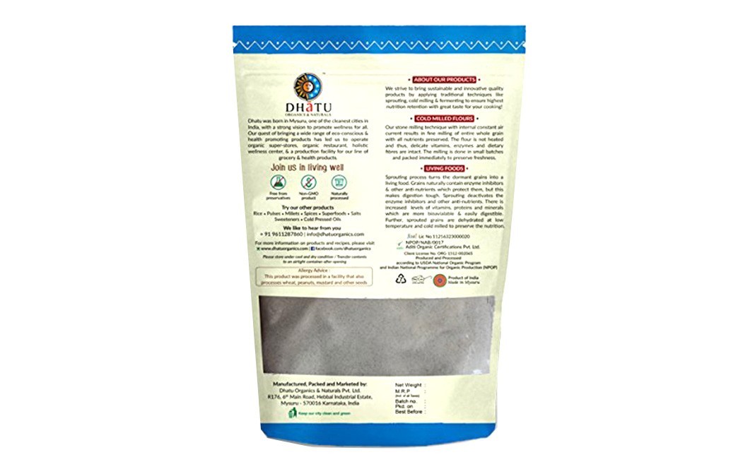 Dhatu Certified Organic Sprouted & Cold Milled, Sprouted Brown Chickpea Flour   Pack  500 grams